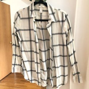 black and white plaid button down